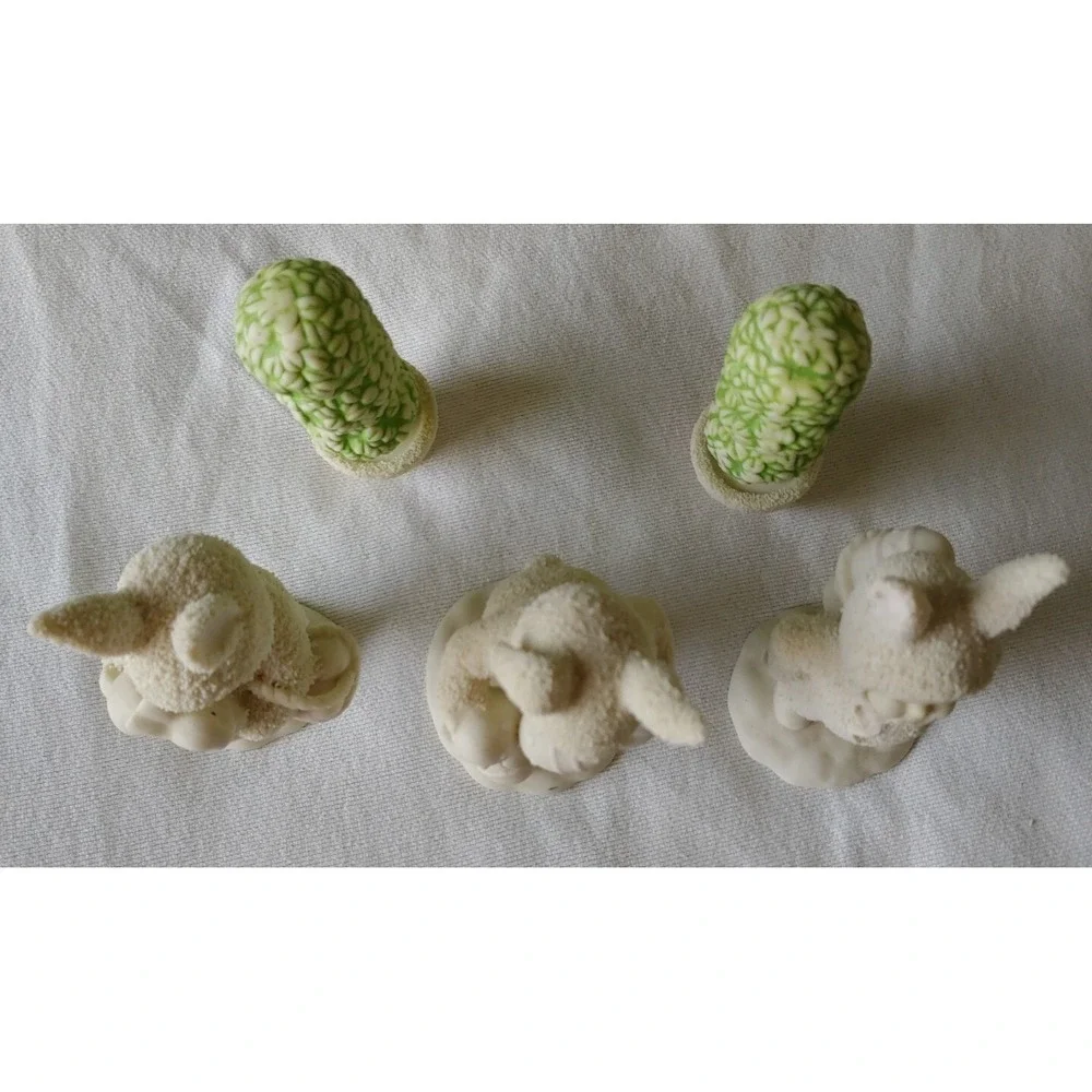 Dept 56 Snow Babies Lot Of 5  Easter Holiday Figurines 1994 1995 With Shrubs